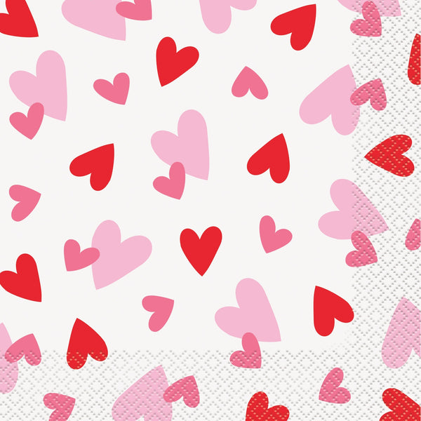Fluttering Hearts Lunch Napkin 16 Count