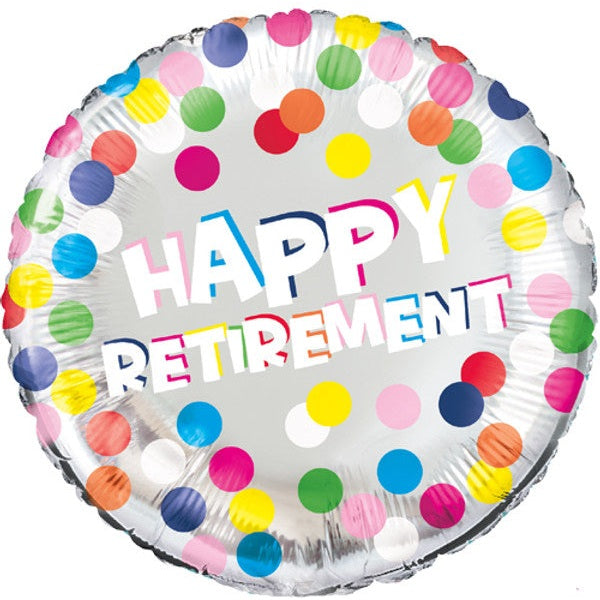 Foil Balloon - 18", "Happy Retirement" with Dots