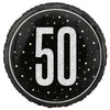 Foil Balloon - 50th Birthday, Glitz Black, 18"