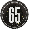 Foil Balloon - 65th Birthday, Glitz Black, 18"