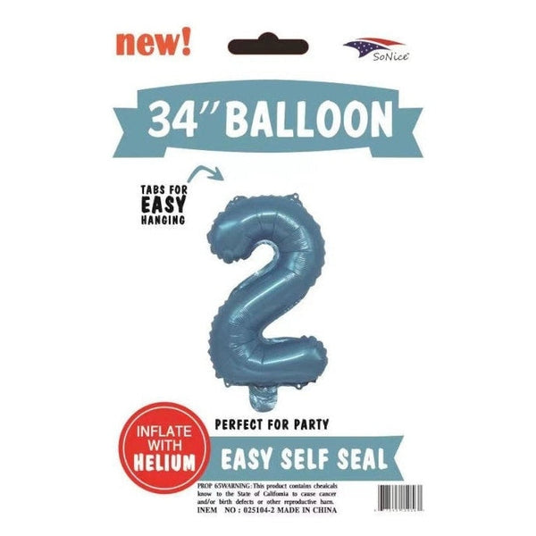 Foil Balloon - Jumbo Number Light Blue 2