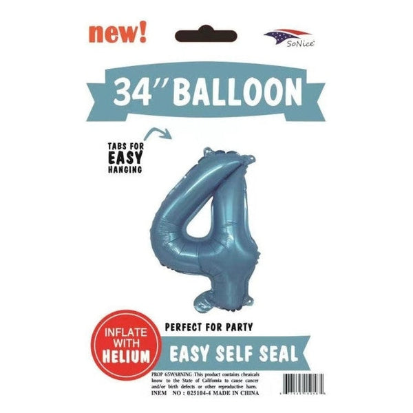 Foil Balloon - Jumbo Number Light Blue 4