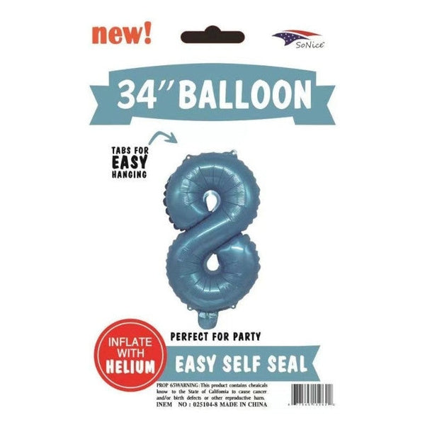 Foil Balloon - Jumbo Number Light Blue 8