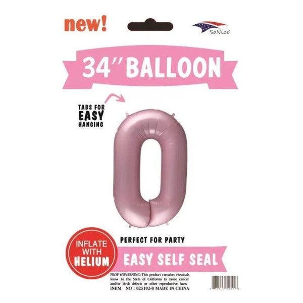Foil Balloon - Jumbo Number Light Pink 0