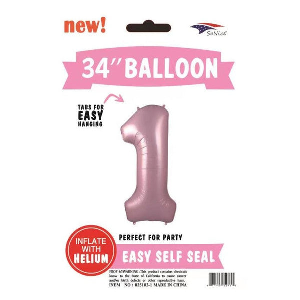 Foil Balloon - Jumbo Number Light Pink 1