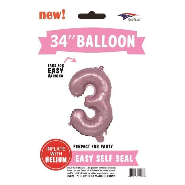 Foil Balloon - Jumbo Number Light Pink 3