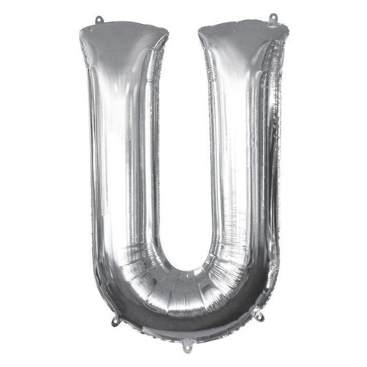 Foil Balloon - Jumbo Silver Letter U