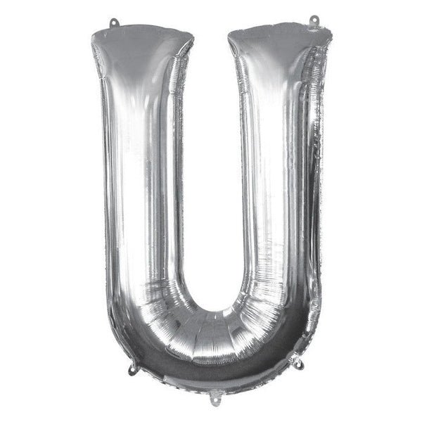 Foil Balloon - Jumbo Silver Letter U