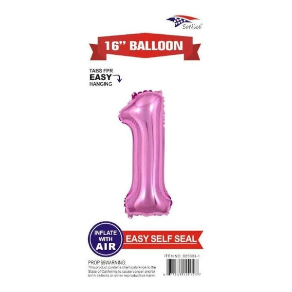 Foil Balloon - Mini Number Light Pink 1