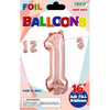 Foil Balloon - Mini Number Rose Gold 1 16 Inch Air-Filled Only