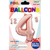 Foil Balloon - Mini Number Rose Gold 4 16 Inch Air-Filled Only