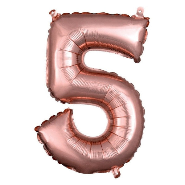 Foil Balloon - Mini Number Rose Gold 5 16 Inch Air-Filled Only