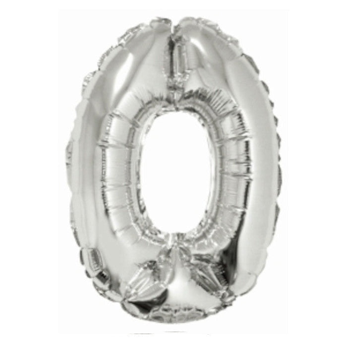 Foil Balloon - Mini Number Silver 0 16 Inch Air-Filled Only, Not Packaged