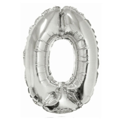 Foil Balloon - Mini Number Silver 0 16 Inch Air-Filled Only, Not Packaged