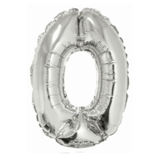 Foil Balloon - Mini Number Silver 0 16 Inch Air-Filled Only, Not Packaged