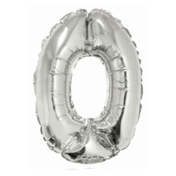Foil Balloon - Mini Number Silver 0 16 Inch Air-Filled Only, Not Packaged