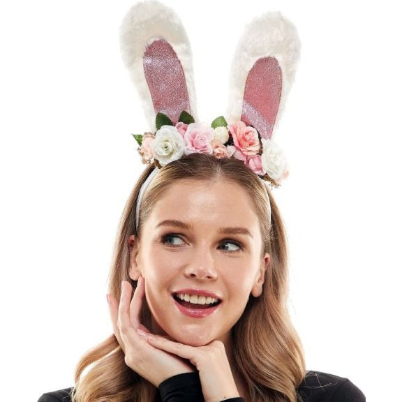 Furry Bunny Floral Headband