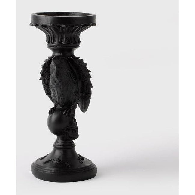 G.Ghouls Raven Pillar Candle Holder 8.5" Resin