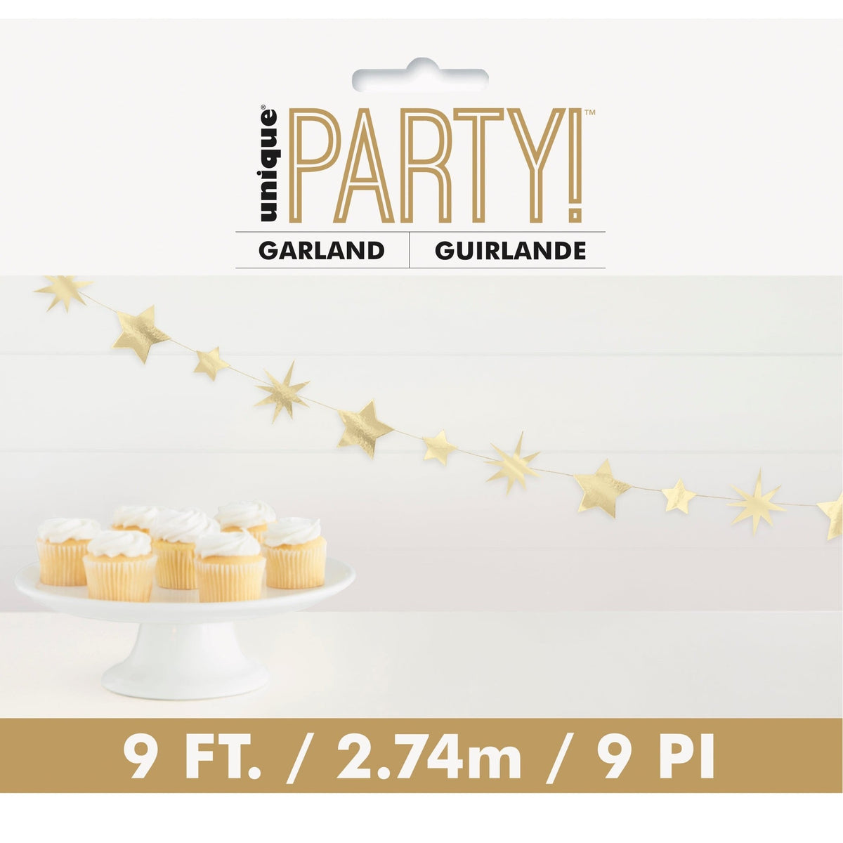 Garland - Gold Foil Star and Starburst, 9'