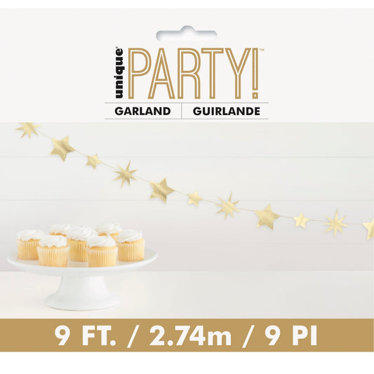 Garland - Gold Foil Star and Starburst, 9'