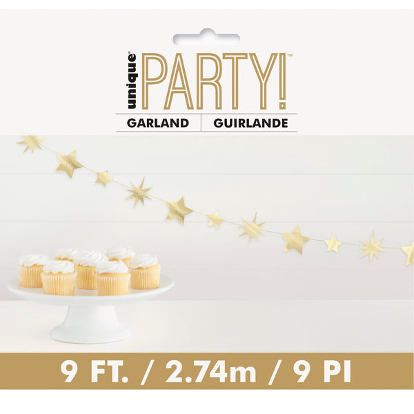 Garland - Gold Foil Star and Starburst, 9'