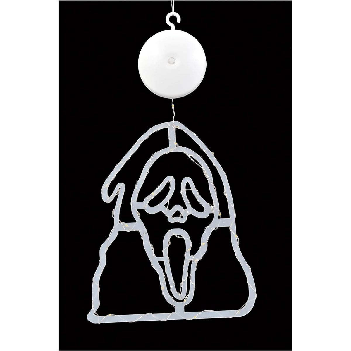 Ghost Face Window Lights Hanging Decoration, 13.5" Tall, White