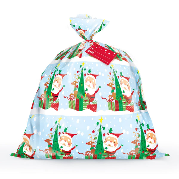 Gift Bag - Jumbo, Colorful Santa, 36"