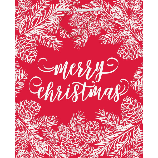 Gift Bag - Large, Red and White Merry Christmas