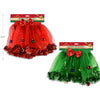 Girls Christmas 2-Layer Organza Tutu with Tinsel Trim and 6-Ball Ornaments, 1 per