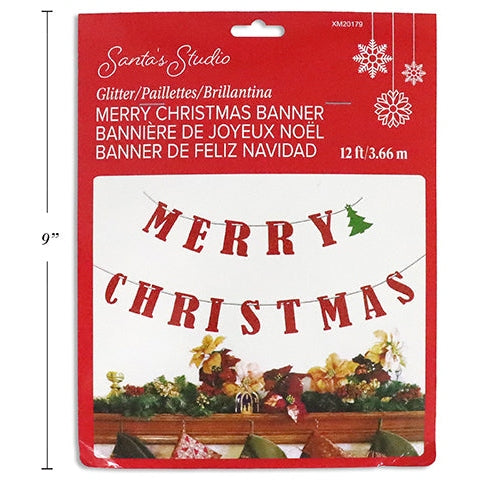 Glitter Merry Christmas Banner