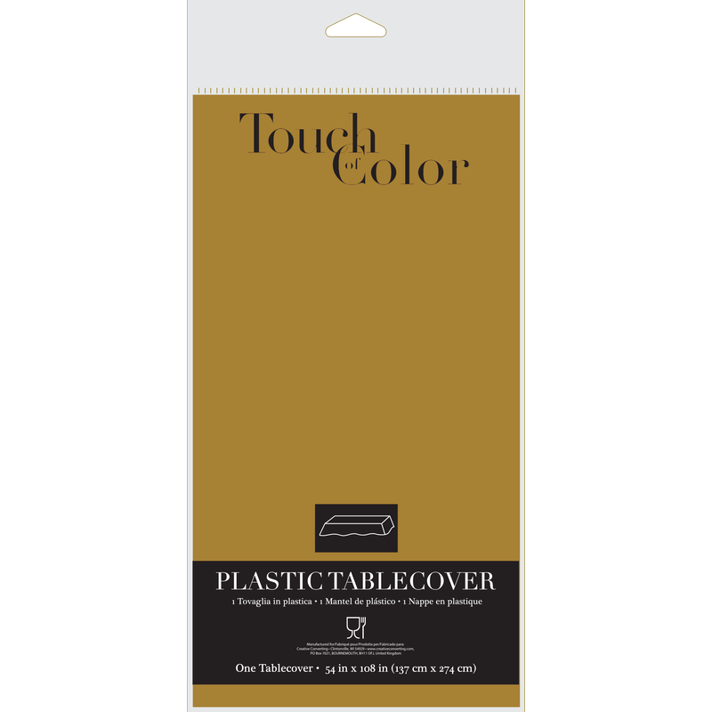 Glittering Gold Plastic Table Cover - 54" x 108" 1CT