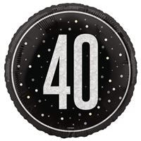 Glitz Black 18" Foil Balloon 40th Birthday