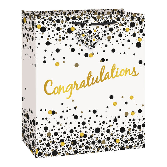 Gold "Congratulations" Gift Bag 13" x 10"