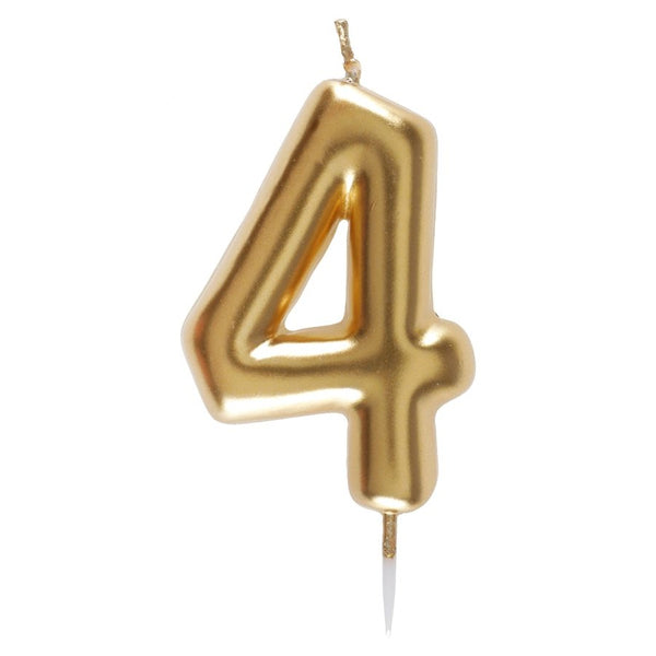 Gold Number 4 Candle