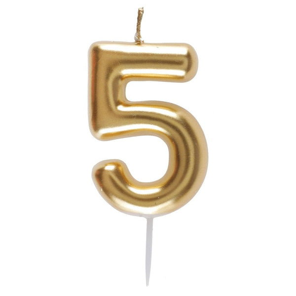 Gold Number 5 Candle