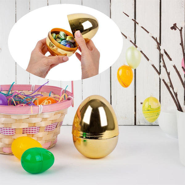 Golden Plastic Easter Egg with Round Base, 4.5"