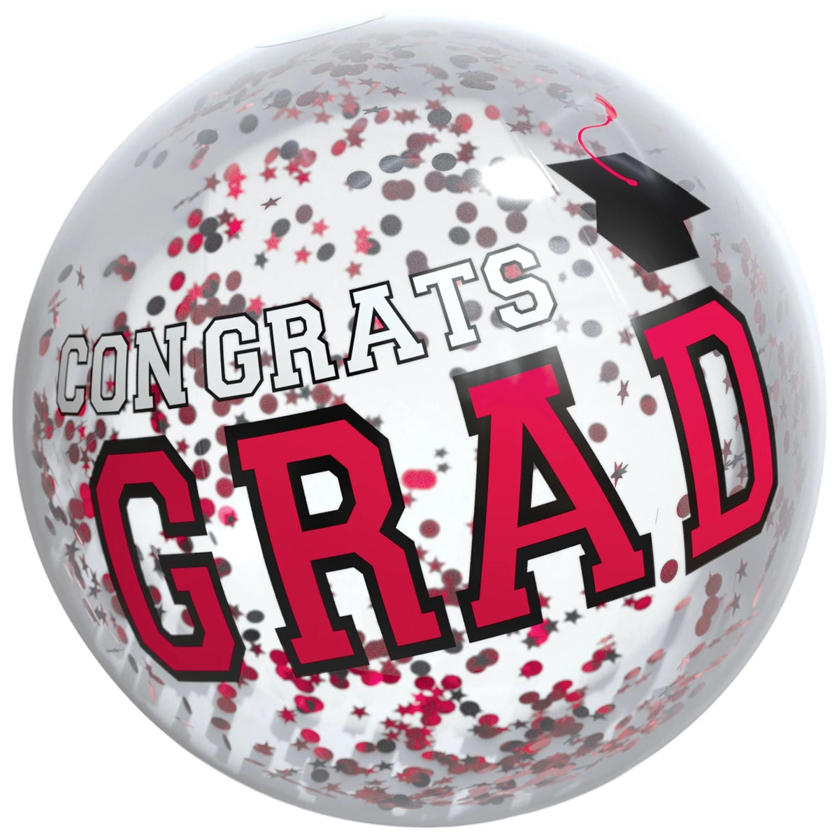 Grad Beach Ball w/Confetti - Red