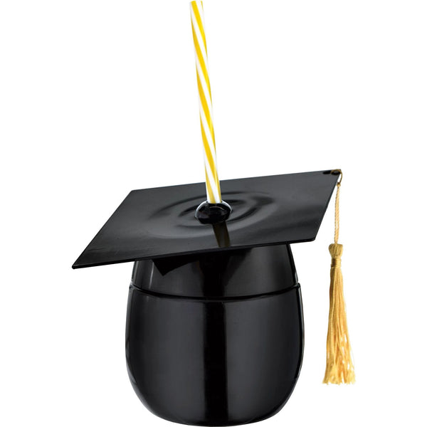 Grad Cap Novelty Cup w/ Straw