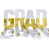 Grad Foil Letters - White & Gold