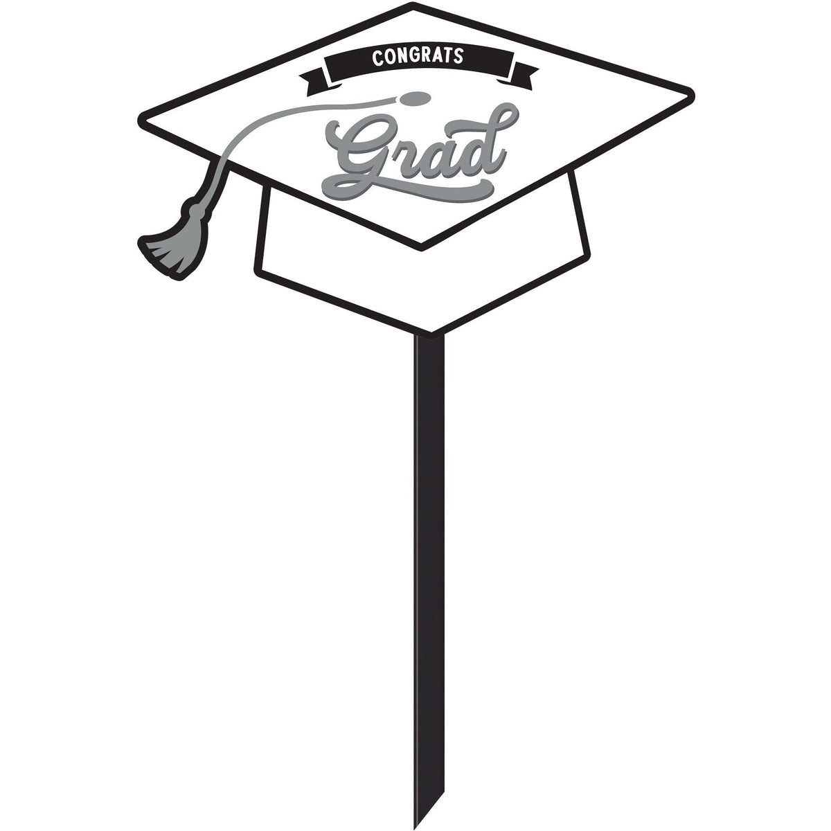 Grad Lawn Sign - White