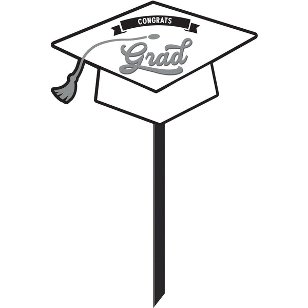 Grad Lawn Sign - White