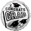 Grad Silver School Spirit 18" Foil Balloon
