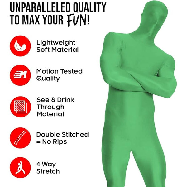 Green Bodysuit Comfortable Stretch Fit One-Piece for Halloween and Cosplay