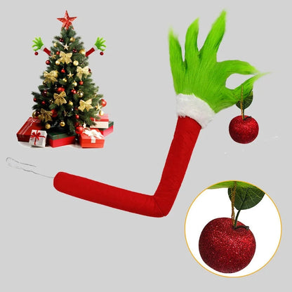Grinch Arm Christmas Tree Decoration with Green Fur