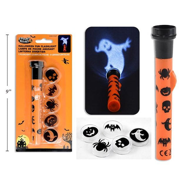 Halloween Flashlight with 5 Lenses: Spider, Pumpkin, Ghost, Skull, Bat