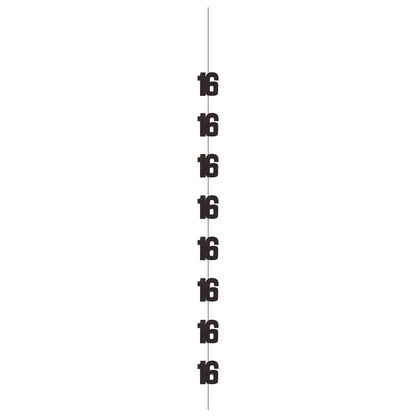 Hanging Decorations - Black & Silver Glitz 16th Birthday