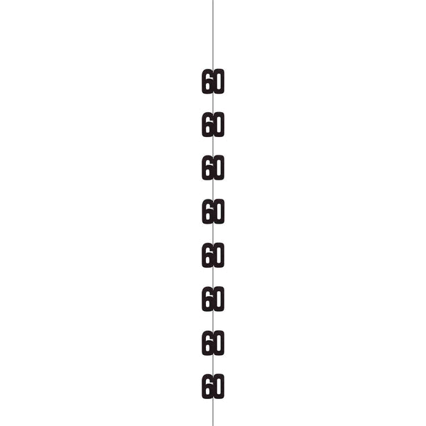 Hanging Decorations - Black & Silver Glitz 60th Birthday