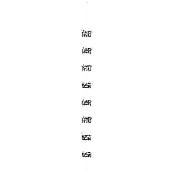 Hanging Decorations - Black & Silver Glitz Happy Birthday