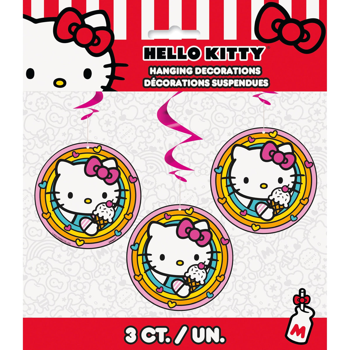 Hanging Swirl Decorations - Hello Kitty, 3 Count