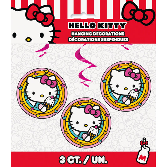 Hanging Swirl Decorations - Hello Kitty, 3 Count